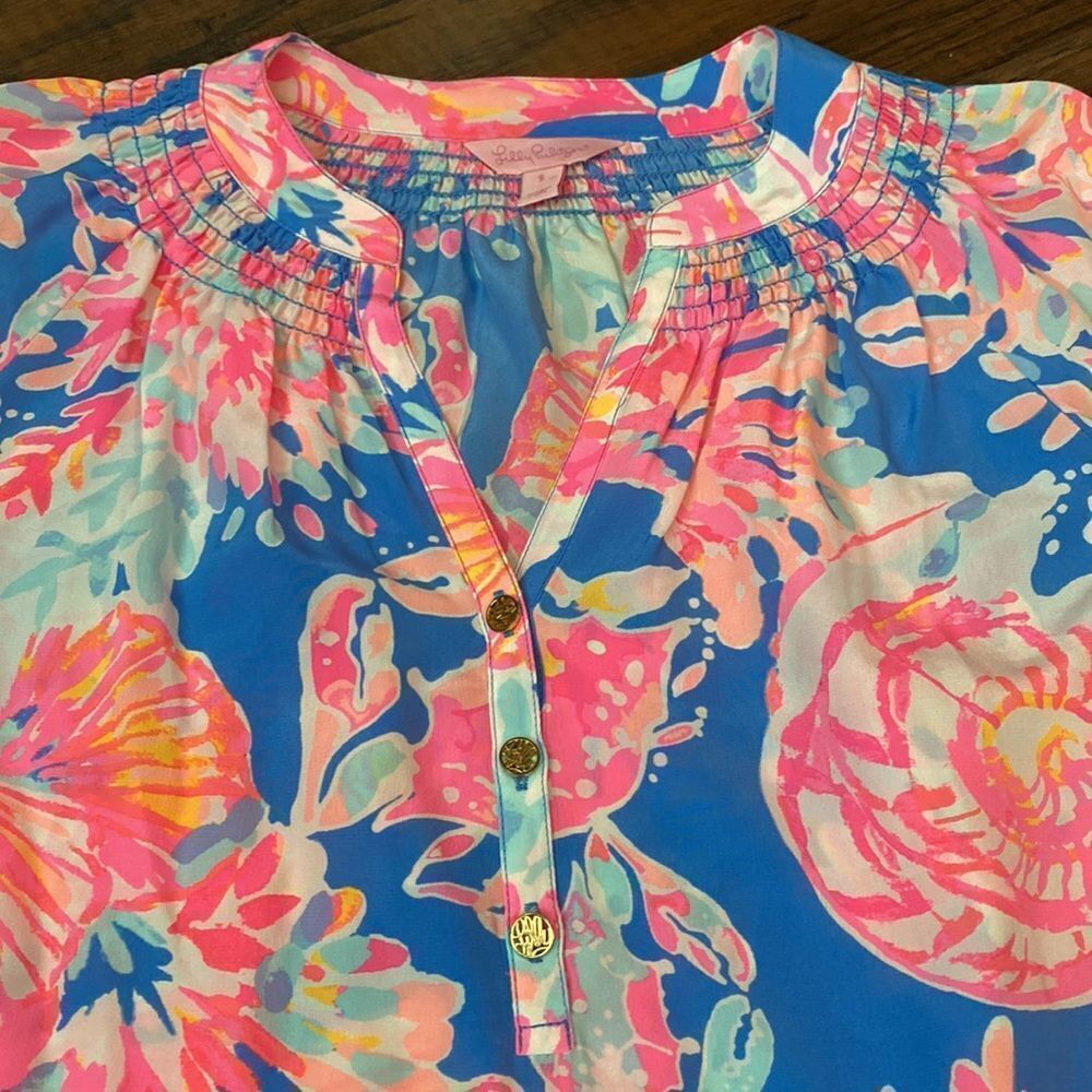 NWOT - Lilly Pulitzer Bennet Blue Bay Dreamin Elsa Blouse - Size Small - Picture 5 of 12